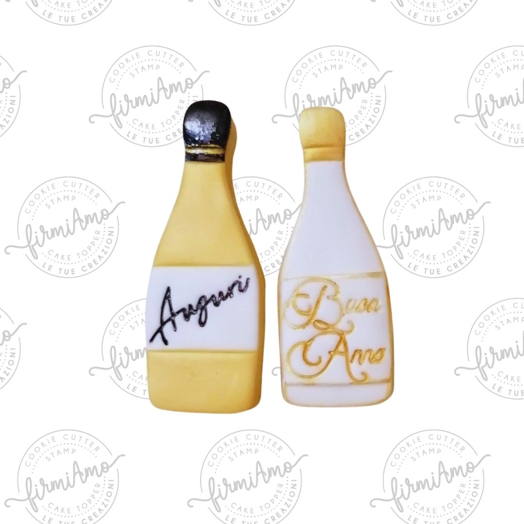 Sparkling wine bottle with glasses with Happy New Year
