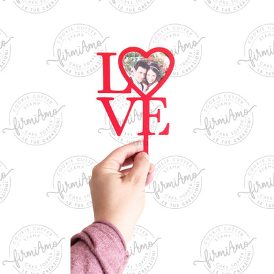 LOVE portafoto cake topper in plastica