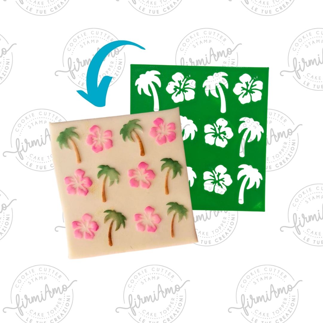 Textur Palmen und Hibiskus