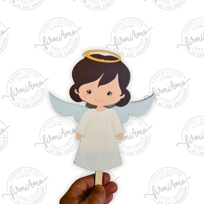 Cake topper angelo bimba/o in legno
