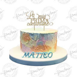 Cake topper La mia prima Comunione carta oro glitter