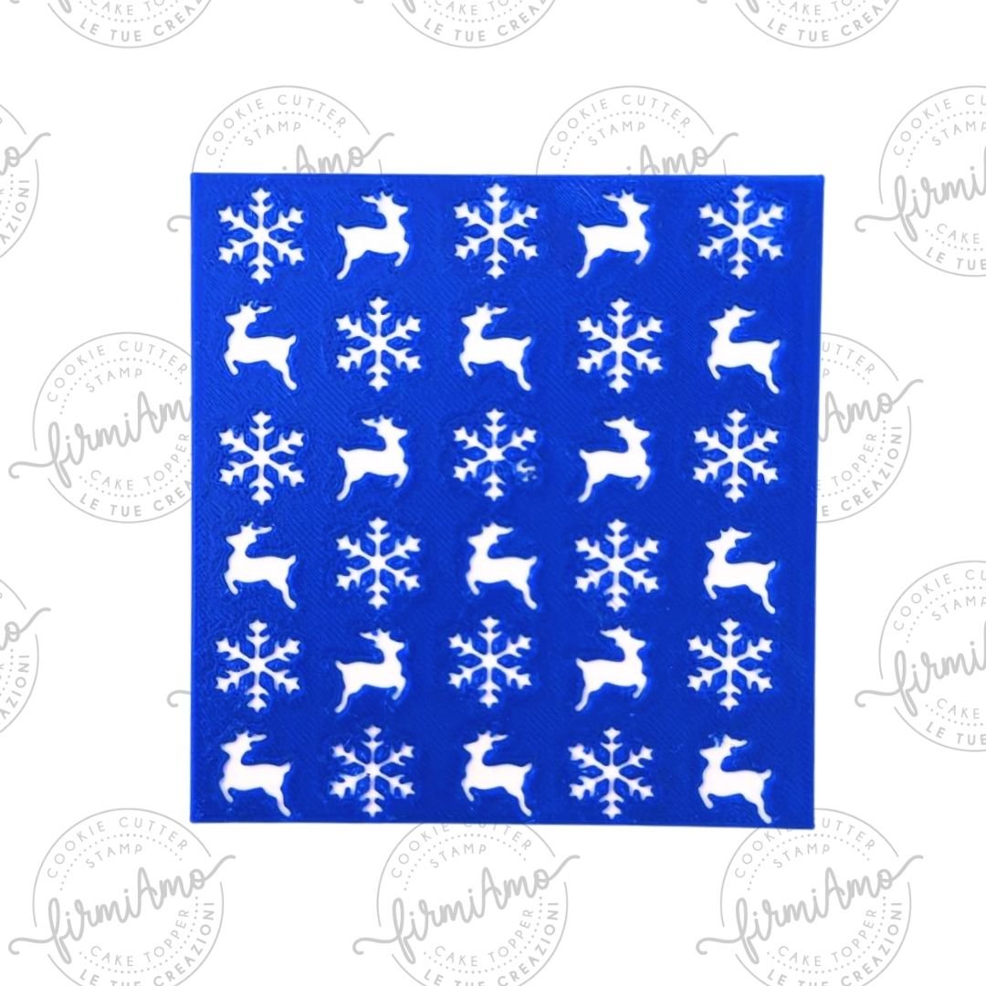 Textur Schneeflocken und Rentiere