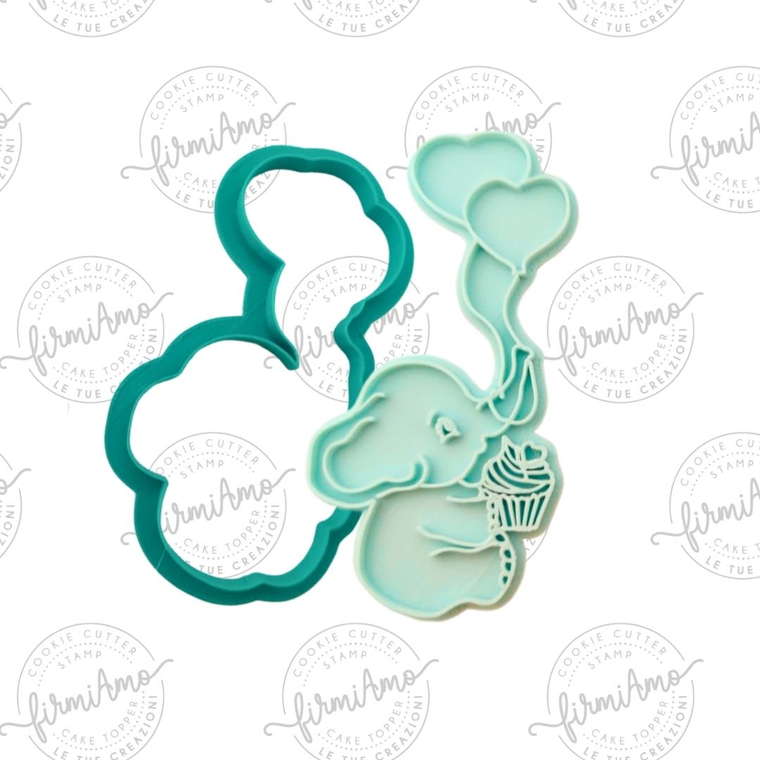 Elefante cup cake e palloncini cuore