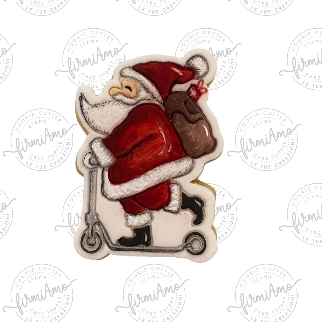 Weihnachtsmann auf dem Roller