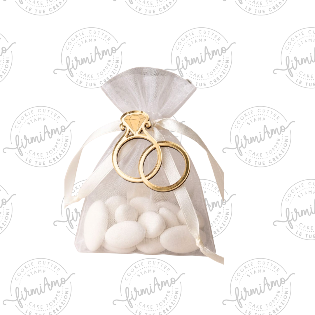 FEDI NUZIALI DIAMANTE GADGET PER SACCHETTI BOMBONIERE - 3/4 cm